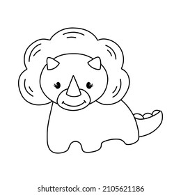 Cute little dinosaur. Vector illustration, isolated on a white background. Concept for children print. Coloring book page.