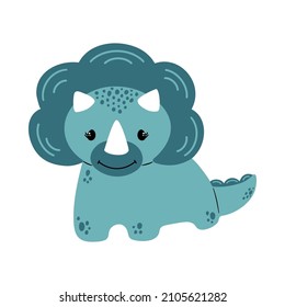 Cute little dinosaur. Vector illustration, isolated on a white background. Scandinavian cartoon style flat design. Concept for children print.
