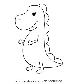 Cute little dinosaur. Vector illustration, isolated on a white background. Concept for children print. Coloring book page.