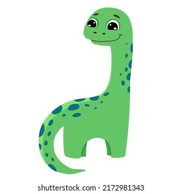 Cute little dinosaur vector illustration in cartoon style for children design, greeting birthday card, nursery poster.