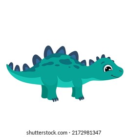 Cute little dinosaur vector illustration in cartoon style for children design, greeting birthday card, nursery poster.