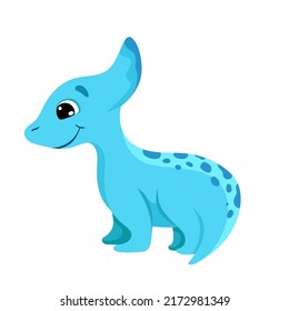 Cute little dinosaur vector illustration in cartoon style for children design, greeting birthday card, nursery poster.