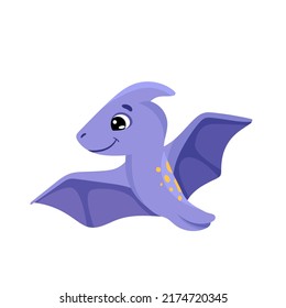Cute little dinosaur vector illustration in cartoon style for children design, greeting birthday card, nursery poster.