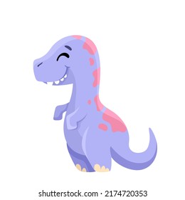 Cute little dinosaur vector illustration in cartoon style for children design, greeting birthday card, nursery poster.