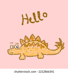 Pequeño dinosaurio. Ilustración vectorial para colorear imágenes de dibujos animados. Imagen del dino amarillo del niño aislado en blanco. Reptiles de bebés monstruo para imprimir, libros, afiches, pancartas coloreadas.