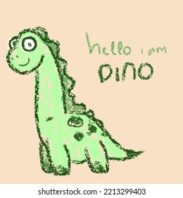 Cute little dinosaur. Vector illustration for coloring cartoon images. Image of kid's green dino t rex isolated on white. Baby monster reptiles for printing, books, posters, coloring banners.