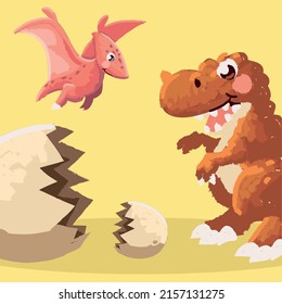 cute little dinosaurs and eggshells