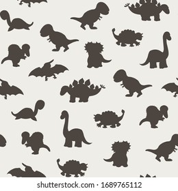 Cute little dinosaurs for kids hand drawn seamless vector pattern