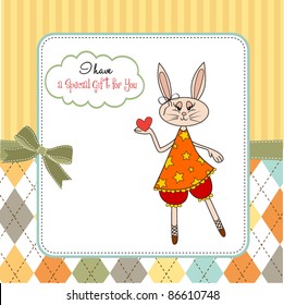 cute little doe who gives her heart. romantic and funny love greeting card