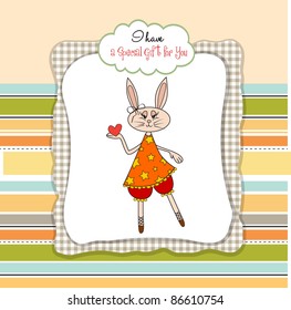 cute little doe who gives her heart. romantic and funny love greeting card