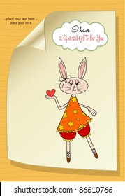 cute little doe who gives her heart. romantic and funny love greeting card