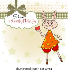 cute little doe who gives her heart. romantic and funny love greeting card