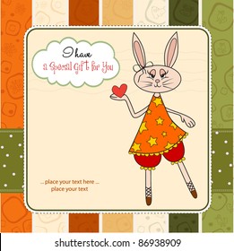 cute little doe who gives her heart. romantic and funny love greeting card