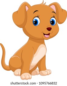 Cute little dog cartoon isolated on white background 