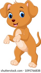 Cute little dog cartoon isolated on white background 