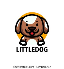 cute little dog cartoon logo vector icon illustration