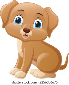 Cute little dog cartoon on white background