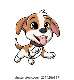 Cute little dog cartoon on white background