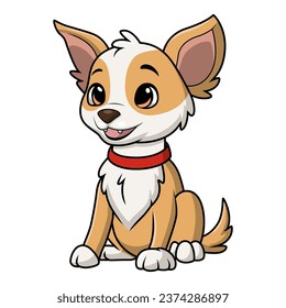 Cute little dog cartoon on white background
