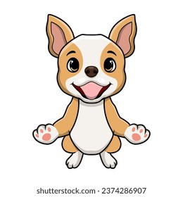 Cute little dog cartoon on white background
