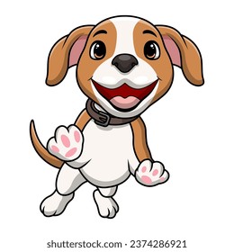 Cute little dog cartoon on white background