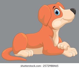 Cute little dog cartoon on white background vector illustration