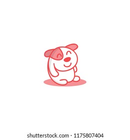 Cute little dog cartoon puppy funny pink sit mascot