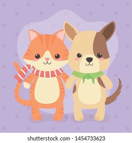 cute and little dog with cat characters