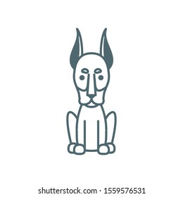 cute little dog doberman line style icon vector illustration design
