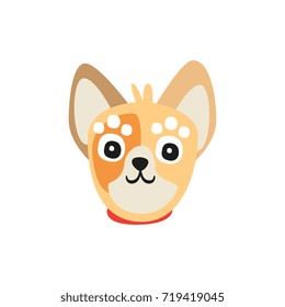 Cute little dog face, funny cartoon animal character, adorable domestic pet vector illustration