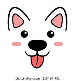 Cute little dog face. Puppy with tongue. Adorable dog head. Vector illustration isolated on white background