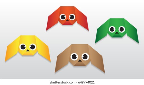 cute little dog face vector origami, dog origami