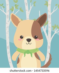 cute and little dog in the field