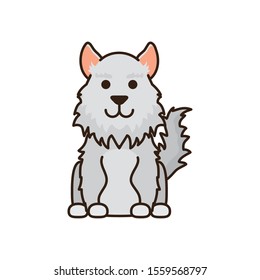 cute little dog fill style icon vector illustration design