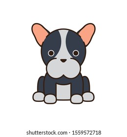 cute little dog french bulldog fill style icon vector illustration design