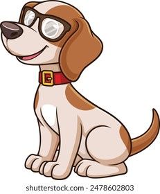 Cute little dog with glasses vector illustration