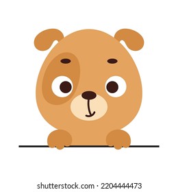 Cute little dog head on white background. Cartoon animal character for kids t-shirts, nursery decoration, baby shower, greeting card, invitation, house interior. Vector stock illustration