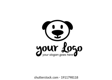 cute little dog logo for your business, shop, brand, and many more in black and white color in modern simple flat design illustration