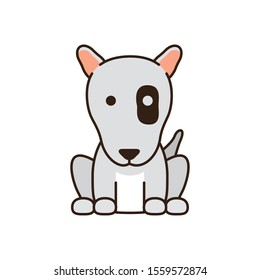 cute little dog pit bull fill style icon vector illustration design