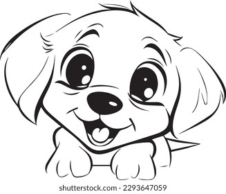 a cute little dog ready to play in vector art, for coloring