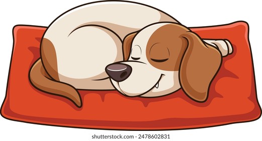 Cute little dog sleeping vector illustration