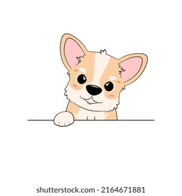 A cute little dog - Welsh Corgi Pembroke. Cartoon vector illustration in flat style.