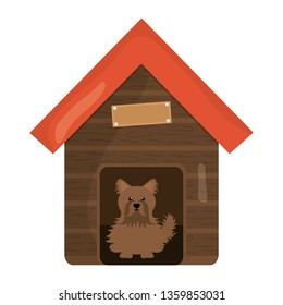 cute little dog in wooden house character