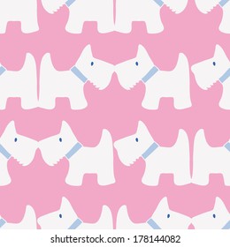 Cute little dogs scotch terriers silhouette seamless pattern