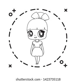 cute little doll in frame circular