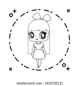 cute little doll in frame circular