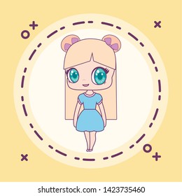 cute little doll in frame circular