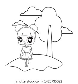 cute little doll in landscape