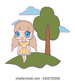 cute little doll in landscape
