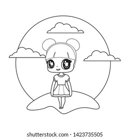cute little doll in landscape